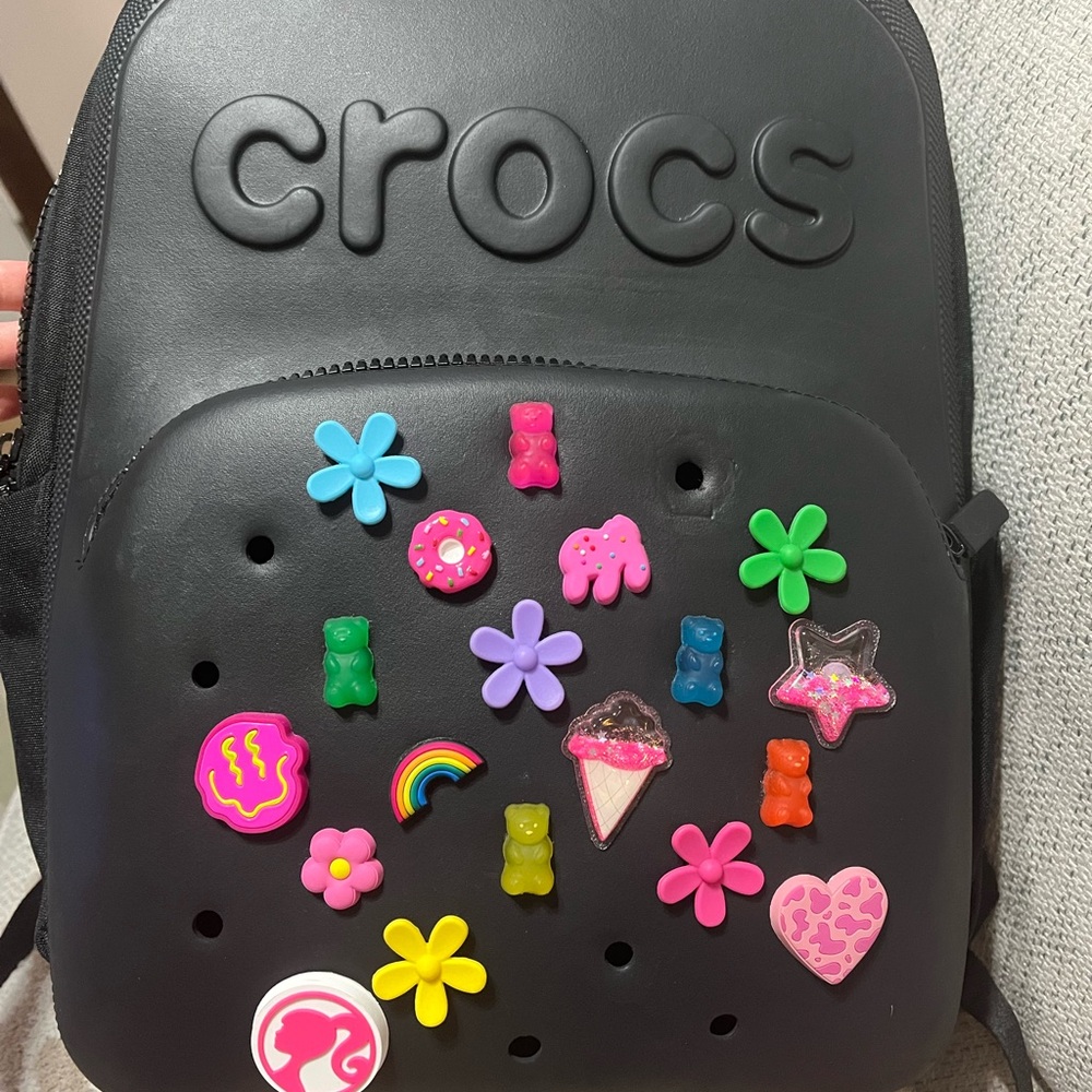 Crocs Kids' Black Backpack with Colorful Charms
